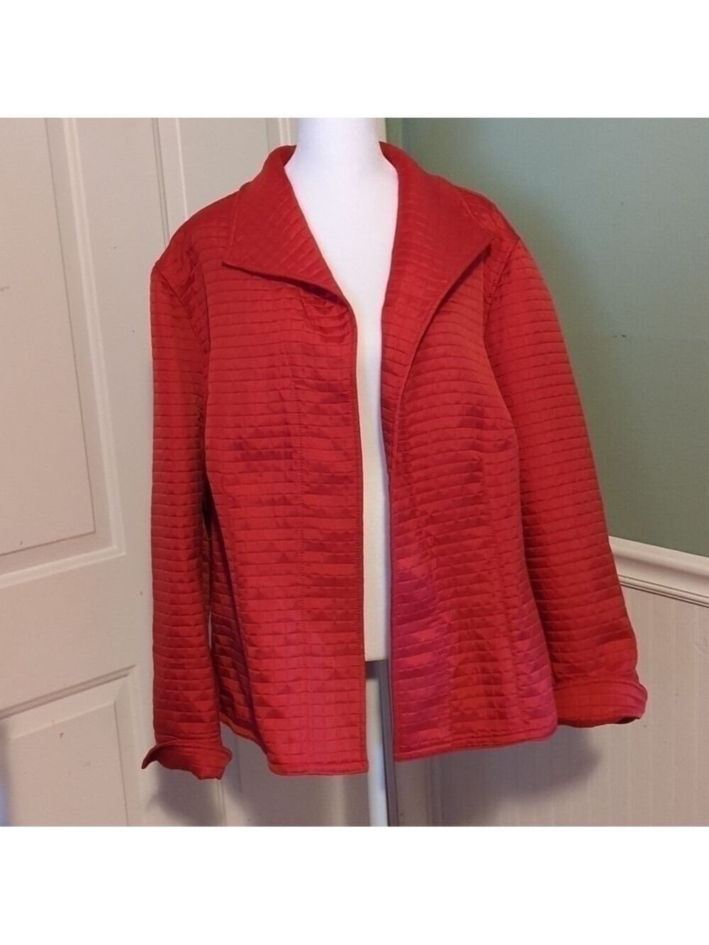 Harve Benard Red Waffle Weave Jacket Plus Size 24W